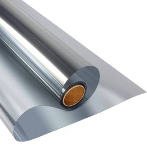 lot 46793 image: KESPEN Window Film One Way Daytime Privacy Static Cling Heat Control Glass Window Tint Mirror House Film, Silver, 35.4 Inch X 16.4 Feet