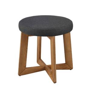 lot 46795 image: Ball & Cast Upholstered Wood Frame Ottoman Modern Round Vanity Stool with Solid Wood, Dia 19 Dark Grey - Retail - $59.51