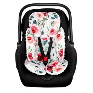 lot 46798 image: CARUILI Infant Car Seat Head Body Support Pillow, Newborn Car Seat Insert for Girls, Soft & Adjustable Baby Headrest for Carseat, Stroller, Swing, Rose Floral Printed