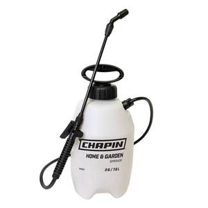 lot 46804 image: Chapin 16200 2-Gallon Made in USA Garden Pump Sprayer with Ergonomic Handle, Trigger Shut Off, Adjustable Cone Nozzle and in-Tank Filter, for Spraying Weeds, Insects, Fertilizers, Translucent White
