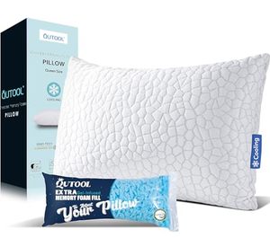 lot 46810 image: Shredded Memory Foam Pillows for Sleeping - Queen Size Pillow, Cooling Gel Pillows for Hot Sleepers Cool Pillow for Side and Back Sleeper, Soft Yet Support Adjustable Bed Pillow with Extra Fill