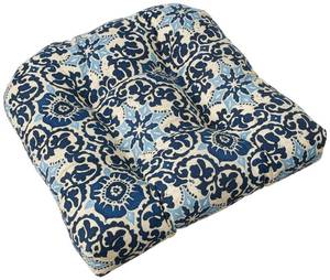 lot 46826 image: Pillow Perfect OutdoorIndoor Woodblock Prism Tufted Seat Cushions (Round Back), 2 Count (Pack of 1), Blue