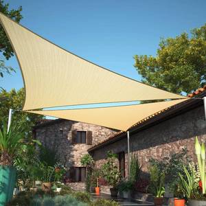 lot 46829 image: ShadeMart 16 x 16 x 16 Beige Triangle Sun Shade Sail Canopy SMTAPT16, Water Permeable & UV Block, Heavy Duty, Easy Install & Durable for Patio Garden Backyard - We Make Custom Sizes