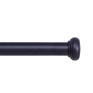 lot 46830 image: Kenney KN90001 Weaver Cap End IndoorOutdoor Rust-Resistant Curtain Rod, 72-144 Adjustable Length, Black Finish, 1 Diameter Steel Tube