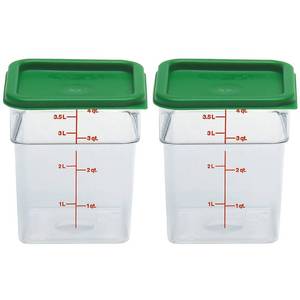 lot 46831 image: Cambro 4 Qt Food Storage Containers with Green Lid �� Set of 2 in Clear for Industrial and Kitchen Use, Pantry Organization, Baking Ingredients and Sous Vide