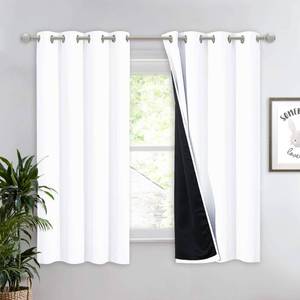 lot 46832 image: NICETOWN White 100% Blackout Lined Curtain, 2 Thick Layers Completely Blackout Window Treatment Thermal Insulated Drape for KitchenBedroom (1 PC, 52 inches Width x 63 inches Length Each Panel)