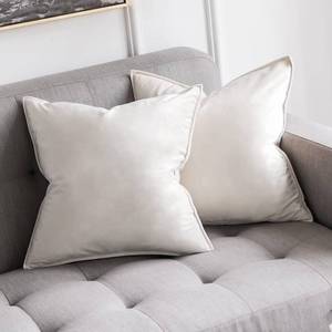 lot 46837 image: MIULEE Decorative Velvet Throw Pillow Cover Soft Pillow Cover Soild Square Cushion Case for Sofa Bedroom 24x24 Inch 60x60 cm Greyish White