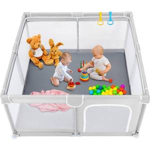 lot 46838 image: TODALE Baby Playpen, Medium Playpen for Babies and Toddlers, Indoor & Outdoor Kids Activity Center, Kids Safety Play Pens Play (Light Grey, 50x50x27 Inch)