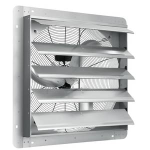 lot 46844 image: VEVOR 24 Shutter Exhaust Fan, High-speed 3320 CFM, Aluminum Wall Mount Attic Fan with AC-motor, Ventilation and Cooling for Greenhouses, Garages, Sheds, Shops, FCC (No Power Plug Included) - Retail - $169.00