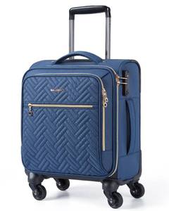 lot 46853 image: BAGSMART Underseat Carry On luggage Airline approved, 16-inch Softside Underseater Travel Suitcase with Spinner Wheels Lightweight Overnight Bag Small Rolling Carry-on for Women Men,Dark Blue - Retail - $81.99