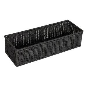 lot 46857 image: Household Essentials Handwoven Paper Rope Rectangular Storage Basket, Black