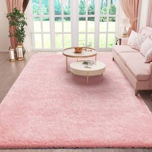 lot 46861 image: Ophanie 6x9 Light Pink Rugs for Living Room, Fluffy Shag Large Fuzzy Plush Soft Carpets, Floor Shaggy Area Rugs for Bedroom, Carpet for Kids Boys Girls Dorm Nursery Home Decor Aesthetic - Retail - $79.99