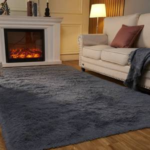 lot 46864 image: EasyJoy Super Soft Rugs for Living Room, Area Rugs for Bedroom 8x10 Dark Grey Fluffy Room Rug, Large Shag Throw Rug for Nursery Kids Room, Cute Mordern Fuzzy Rug for Playroom - Retail - $109.99