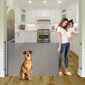 lot 46869 image: 56 Inch Retractable Baby Gate for Stairs Retractable Dog Gates for Doorways Outdoor Baby Gates for Decks Indoor Dog Gates for The House Extra Wide Baby Gate Stair Gates for Kids or Pets Deck Gate Gray