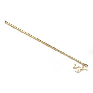 lot 46872 image: Fantasia Cafe Decorative Window Curtain Rod, 28- 48 Adjustable Width, 716 Diameter, 34 Projection - Brass with Matching Finials - Easy to Install Telescoping Rod - Brackets & Hardware Included