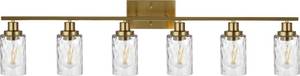 lot 46879 image: MELUCEE 6-Light Vanity Light Brushed Brass Finish with Clear Hammered Glass, Modern Bathroom Lighting Industrial Wall Light Fixtures for Bath Mirror Bedroom Dressing Table