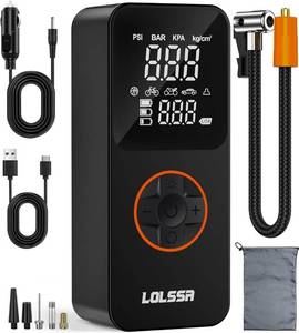 lot 41703 image: Tire Inflator Portable Air Compressor-Air Pump 20000mAh & 150PSI Cordless Electric for Car, Motorcycle, Bike, Ball, with Tire Gauge Pressure, Dual-Use Type (Black)