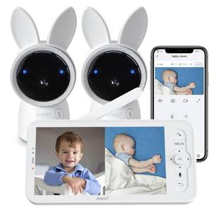 lot 41711 image: ARENTI Split-Screen Video Baby Monitor, Audio Monitor with Two 2K UHD WiFi Cameras,5 Color 720P Display,Night Vision,Cry Detection,Motion Detection,Temp&Humidity Sensor,Two Way Talk,App Control
