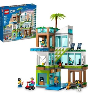 lot 41715 image: LEGO My City Apartment Building 60365 Toy Set with Connecting Three Floor Room Modules, Includes a Mobility Scooter, Bike and 6 Minifigures