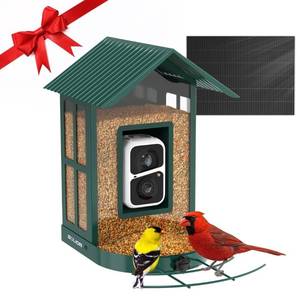 lot 41724 image: Soliom� Bird Feeder with Camera Wireless Outdoor with AI Identify Bird Species, Smart Wild Bird Watching Cam, Live View, Motion Triggered Notification, 3W Solar, 1.6L Small Size-Metal Case BF08S-G