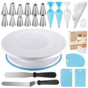 lot 41735 image: Kootek 71PCs Cake Decorating Supplies Kit, Cake Decorating Set with Cake Turntable, 12 Numbered Icing Piping Tips, 2 Spatulas, 3 Icing Comb Scraper, 502 Piping Bags, and 1 Coupler for Baking