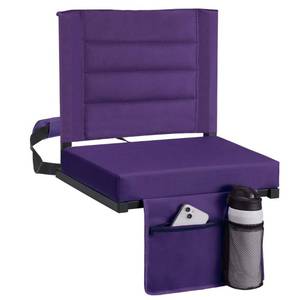 lot 41737 image: HABUTWAY Stadium Seat for Bleachers with Back Support and Thick Cushion, Wide Bleacher Seat with Shoulder Strap and Side Pocket Hold up 350lbs Bench Chair for Bleachers(Purple)