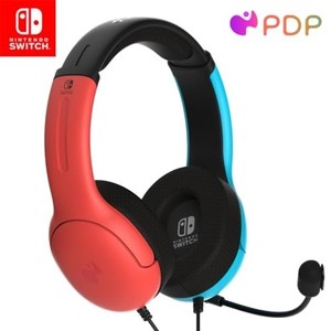 lot 41741 image: PDP Gaming LVL40 Airlite Stereo Headset for Nintendo SwitchLiteOLED - Wired Power Noise Cancelling Microphone, Lightweight Soft Comfort On Ear Headphones (Mario Neon - Red & Blue)