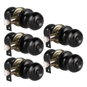 lot 41745 image: KNOBWELL 5 Pack Matte Black Door Knobs Privacy Door Knob for Bedroom or Bathroom Door Knob, Interior Door Knobs, Black Door Knob with Lock, Locking Door Knob Door Handle Lock for Interior Doors