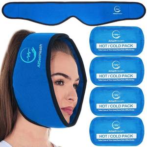 lot 41759 image: Face Ice Pack Wrap for TMJ Relief, Wisdom Teeth, Jaw, Head and Chin, 4 Reusable Hot and Cold Gel Packs, Pain Relief for Mouth, Oral and Facial Surgery