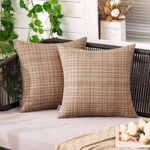 lot 41760 image: MIULEE Outdoor Waterproof Throw Pillow Covers Decorative Farmhouse Water Resistant Cushion Covers for Tent Patio Garden Couch Sofa Pack of 2, 20x20 Inch Beige