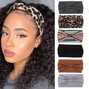lot 41762 image: XTREND 6 Packs Wide Headbands Fashion Boho For Women Headband Large African Style Knotted Head Bands Yoga Sports Fitness Printing Simple Pure Color Hair Accessories - Solid and Printed