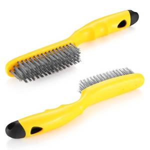 lot 41768 image: Chanharm Stainless Steel Wire Brush 2 Pcs  79 Bundles of bristles, 10.5 Plastic Contoured Handle  Heavy Duty Scratch for Cleaning Rust & Dirt Before Welding, Dust and Paint Scrubbing (LWH-2SP)
