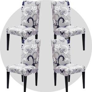 lot 41772 image: DLMWELL Stretch Chair Covers Slipcovers Set of 4 Printed Stretchable Dining Chair Slipcover Washable Removable for Kitchen,Hotel,Restaurant