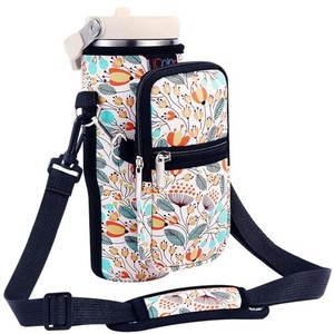 lot 41777 image: icolor Water Bottle Carrier Bag For Stanley IceFlow Flip Straw Tumbler 30oz Stanley IceFlow Mug Carrying Holder Neoprene Sleeve Stanley Cup Accessories Pouch Crossbody Sling for Travel Fitness