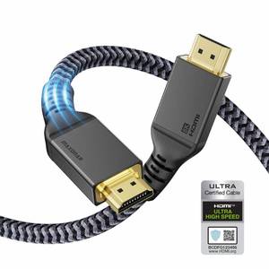 lot 41786 image: Maxonar HDMI 2.1 Cable 15FT, Certified Ultra High Speed Long HDMI Cables, 8K60 4K120Hz 144Hz 48Gbps HDCP 2.2&2.3 eARC HDR Dolby for Playstation 5PS5 Xbox Series X Apple TV 4K RokuSamsungSony TV