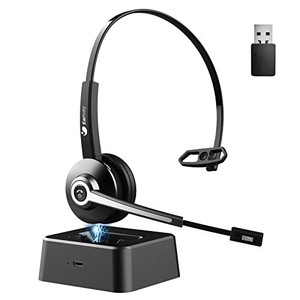lot 41815 image: Earbay Trucker Bluetooth Headset, Wireless Headset with Microphone Noise Canceling & USB Dongle, Bluetooth Headphones with Mic Mute & Charging Base for PC ComputerPhonesOfficeZoomSkypeMeeting