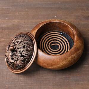 lot 41817 image: Premium Wooden Incense Burner Holder with Ash Catcher (Round)-100% Natural Walnut Wood Insense Sticks Holder-Modern Luxurious Design for Home-Great Gift for Loved Ones