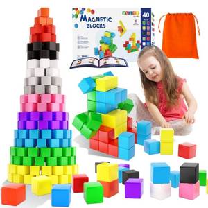 lot 41818 image: Girigi Magnetic Blocks for Toddler Toys, Montessori Sensory STEM Building Preschool Magnet Toys for 3 4 5 6 Year Old Boys and Girls, Large Magnetic Cubes Building Blocks for Kids 10 Colors