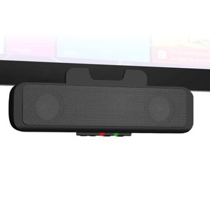 lot 41829 image: Cyber Acoustics USB Speaker Bar (CA-2890) - Stereo USB Powered Speaker, Easily Clamps to Monitor, Convenient Controls