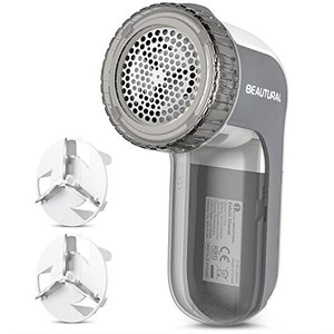 lot 41834 image: BEAUTURAL Fabric Shaver and Lint Remover, Sweater Defuzzer with 2-Speeds, 2 Replaceable Stainless Steel Blades, Battery Operated, Remove Clothes Fuzz, Lint Balls, Pills, Bobbles Gray