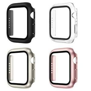 lot 41859 image: Hvalucen 4 Pack Case for Apple Watch with Built-in Tempered Glass Screen Protector for Apple Watch 2-8, Slim Bumper Cover for iWatch 38mm