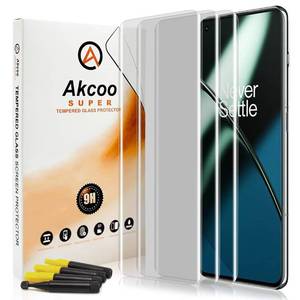 lot 41865 image: Akcoo 3 Pack OnePlus 11 Screen Protector Tempered Glass, UV full screen adhesive Liquid dispersion techedge to edge coverageSensitive touch glass film for OnePlus 11 5G