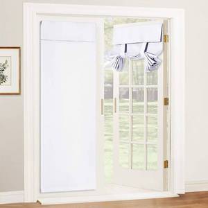 lot 41867 image: RYB HOME Privacy Door Cover for French Door, Room Darkening Tricia Door Window Curtains for Patio French Door Front Door Tie up Shade for Sightseeing, W30 x L80 inch, 1 Panel, Pure White