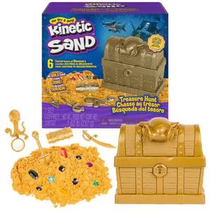 lot 41870 image: Kinetic Sand, Amazon Exclusive Treasure Hunt Playset with 14 Surprise Reveals and 1.62lbs Rare Shimmer Gold Play Sand, Sensory Toys for Kids Ages 3 and up