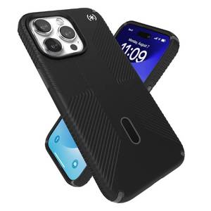 lot 41874 image: Speck iPhone 15 Pro Max Case - ClickLock No-Slip Interlock, Built for MagSafe, Drop Protection Grip - Scratch Resistant, Soft Touch, 6.7 Inch Phone Case - Presidio2 Grip BlackSlate GreyWhite