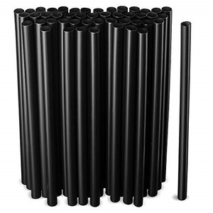 lot 41881 image: Black Jumbo Smoothie Straws, Black Disposable Wide-mouthed Large Milkshake Straws 9 Inches HighTall 100 pack