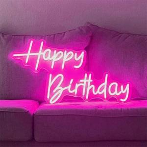 lot 41891 image: Neon Pink LED Happy birthday Signs USB Powered Acrylic Light For Wall Decor Teen Child Party Suprise Suprise Celebration Bedroom Living Room Bar Mitzvah Gift Prom(18.1x15)
