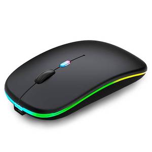 lot 41897 image: WREANU Wireless Bluetooth Mouse,LED Rechargeable Silent Slim Laptop Mouse,Portable(BT5.2 or USB 2.4GHz) Dual Mode Computer Mice for Apple Laptop,ipad Tablet,Desktop,Mac.(Black)