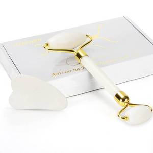lot 41918 image: YLTNEUQER Jade Roller Gua Sha Set - Facial Skin Care Set, Reduce Puffiness and Improve Wrinkles, Natural Beauty Skin Care Tools, Face Roller Massager for Face, Neck, and Eye Treatment (White)