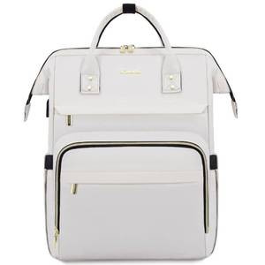 lot 41926 image: LOVEVOOK Laptop Backpack Women Teacher Backpack Nurse Bags, 17.3 Inch Womens Work Backpack Purse Waterproof Anti-theft Travel Back Pack with USB Charging Port, Beige